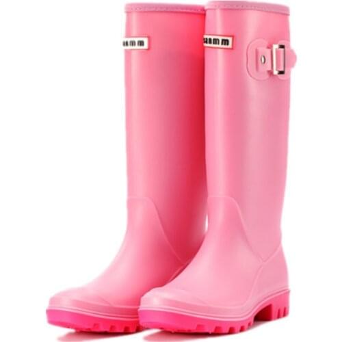 Fashion Non-slip Rain Boots Women Knee-High Water Boots Waterproof Long Tube Rubber Boots Womens High Tube Galoshes Rain Shoes