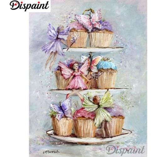 Dispaint Full Square/Round Drill 5D DIY Diamond Painting "Flower butterfly fairy" Embroidery Cross Stitch 5D Home Decor A18396