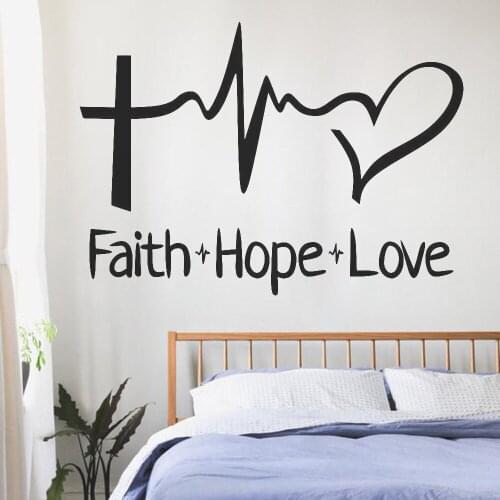 Faith Hope Love Wall Decal Religious Inspirational Office Poster Vinyl Sticker Family Rules Quotes Wall Stickers Home Decor
