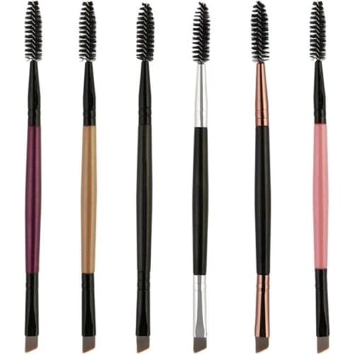 New Portable Double Head Eyebrow Comb Eyebrow Eyelash Eyeliner Eyeshadow Palette Makeup Brushes Fundation Cosmetic Tool 5 Colors