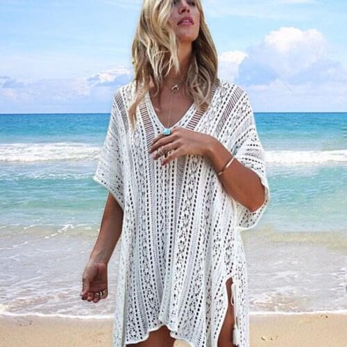 2019 New Beach Cover Up Bikini Crochet WomenBeach Wear Summer Swimsuit Cover Up Sexy Hollow Out Beach Dress Praia Bather Suit