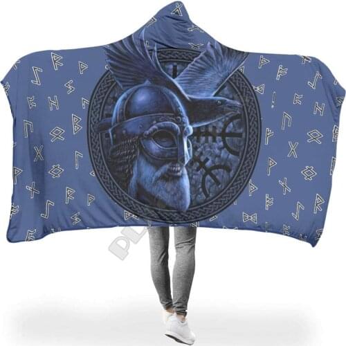 Viking Tattoo Hooded Blanket Adult colorful child Sherpa Fleece Wearable Blanket Microfiber Bedding Drop Shipping 03