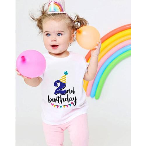 Baby Boys Girls Birthday Number Cartoon T Shirt Summer Kids Funny Gift T-shirt 1 2 3 4 5 6 Years Girl Tshirt Children Clothing