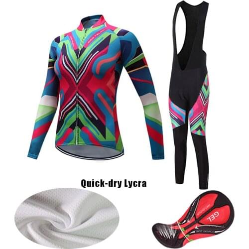 Autumn Long Sleeve Bicycle Clothes BIB Kit Women 2021 Fashion Cycling Jersey Set Outfit Female Road Bike Clothing MTB Suit Dress