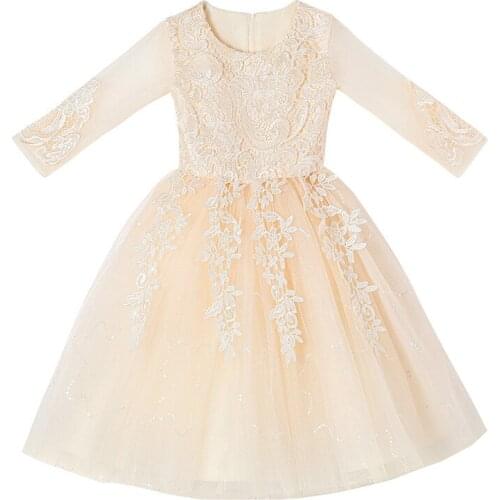 Girls Dress 2021 Evening Wedding Party Frock Flower Princess Summer Children Tutu Mesh Sleeve Bridesmaid Dress