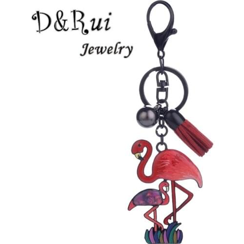 Flamingo Pendant Key Chain For Women Girls Alloy Enamel Animal Swan Charm Key Ring Female Car Jewelry 2019 New Thanksgiving gift