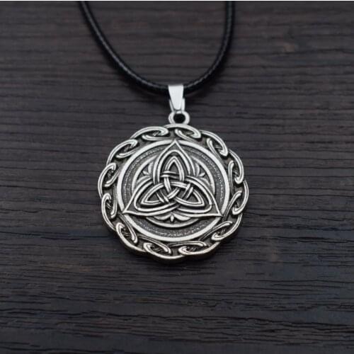 12pcs Trinity Knot Engraved Grey Stone Celtic Love Knot Symbol pendant Necklace Irish Celtic symbols pendants SanLan Jewelry