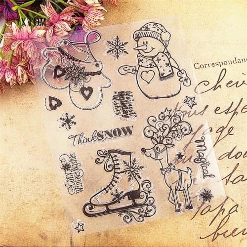 Hot selling snowman transparent clear stamp / silicone seal roller stamp DIY scrapbook album / card production