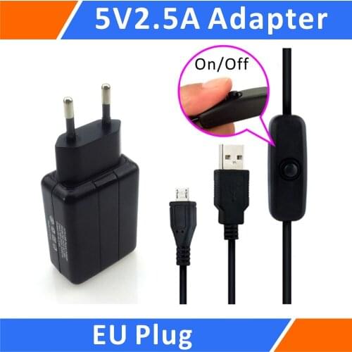 Raspberry Pi 3 5V 2.5A Power Supply / Adapter / Charger and Micro USB Cable with ON / OFF Switch kit (EU)