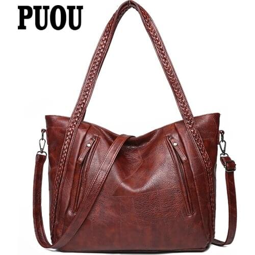 Luxury Vintage Handbags Fashion Weaving Soft Leather Women Bag Designer Shoulder Bags For Women Casual Large Capacity Totes Bag
