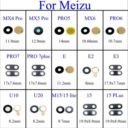 Back Rear Camera Lens Glass Cover with Adhesive Sticker for MEIZU MX4 MX5 MX6 pro5 Pro6 Pro7 Plus U10 U20 M15 15 Plus E E2 E3