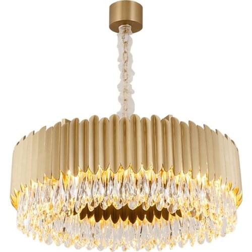 LED Art Deco Black Golden Stainless Steel Crystal Chandelier Hanging Lamp Lighting Lustre Chandelier Lighting Fixture For Foyer