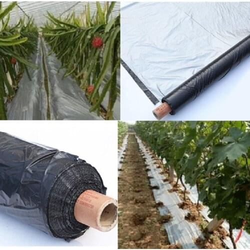 40M Garden Greenhouse Plastic Mulch 0.02mm Strawberry Agricultural Reflective Weed Control Keep Warm Silvery Black Film