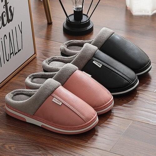 PADRISIMOS PU waterproof cotton slippers womens winter anti-slip home indoor plush mens cotton wholesale MT-20130