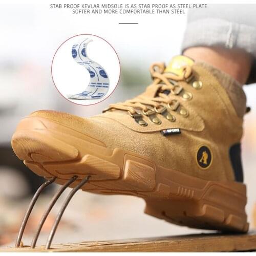 Waterproof Construction Security Boots Industrial High Top Steel Toe Leather Women Men Working Safety Shoes Durable Anti-Smash