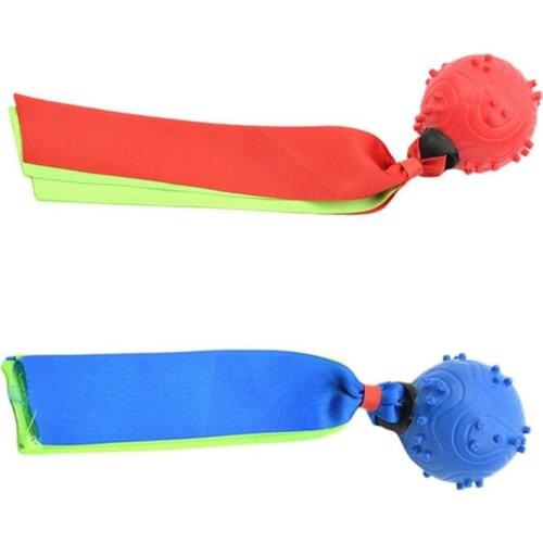 Funny Pets Dog Puppy Cat Ball Teeth Toy Chew Dog Molar Pet Sound Ball Ribbon Throwing Interactive Super Bite-resistant