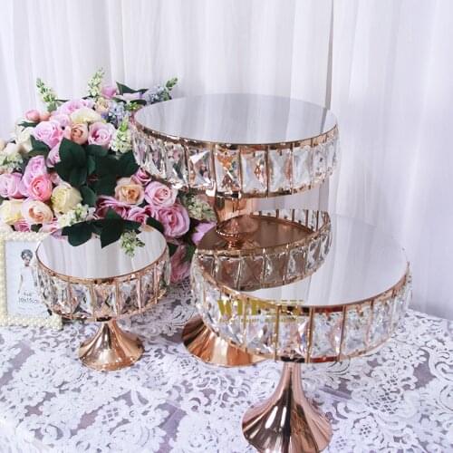 Gold mirror cupcake stand crystal metal creative home large fruit plate fruit basket home set cake tool