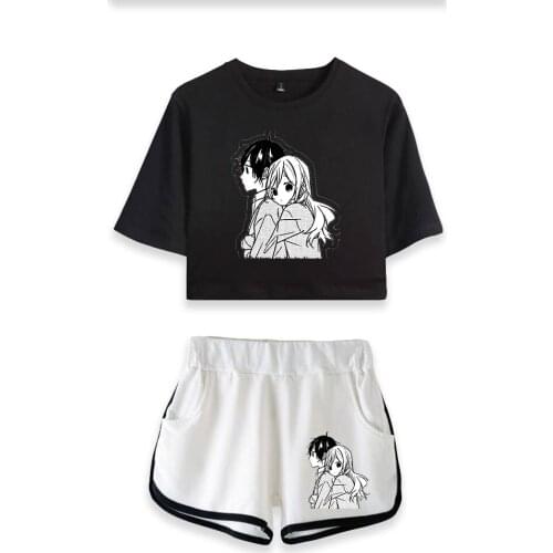 Anime Horimiya Miyamura Two piece set women Japanese anime Summer Umbilical Shirt Hip Hop Fashion Casual Cool Summer fashion Set
