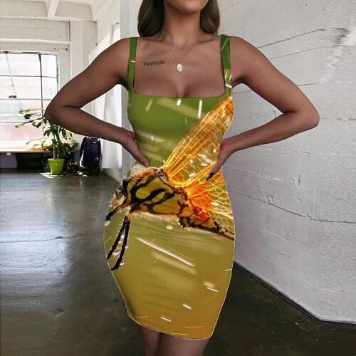 Giyu Brand Dragonfly Dress Women Animal Sundress Cool 3d Print Harajuku Ladies Dresses Womens Clothing Summer Short Korean Style