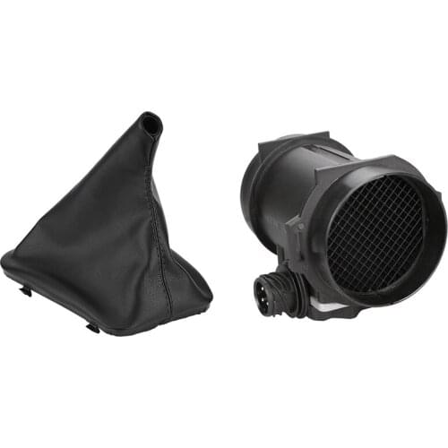 1Pcs Car Gear Shift Stick Gaiter Boot Dust Cover & 1Pcs Mass Air Flow Sensor Meter MAF for Bmw E36 E46 1998-2005