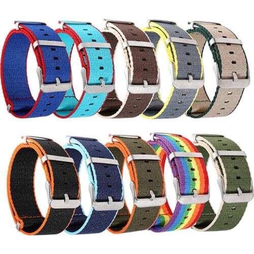 20mm 22mm Fashion Color-Edged Nylon Waterproof Strap Outdoor Sports Thick Nylon Strap Sweatproof Watch Band for Watch