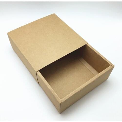 20Pcs Kraft Paper Big Drawer Box 13*13*5cm Paperboard Drawer Gift Packaging Boxes Carry Case Chocolate Packaging Boxes