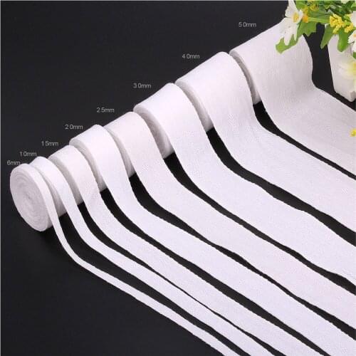 50 Yards/Roll White Twill Cotton Webbing Tape Bias For Bag Home Textile Handmade Craft 10mm/15mm/20mm/25mm/30mm/40mm/50mm Width