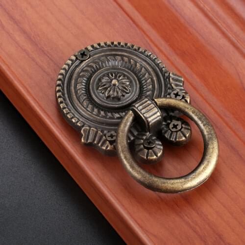 65*50mm Antique Bronze Single Hole Ring Pull Bronze Alloy Cabinet Door Furniture Knobs Hardware Cupboard Kitchen Drawer Handles