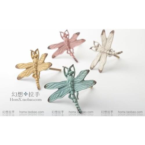 70 * 63mm Hand Pastoral dragonfly Modern minimalist furniture handle Continental drawer Antique wardrobe door Handle hole