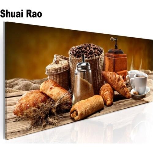 Bread Coffee Food Diamond Embroidery Full Square/Round Diamond Mosaic 5d Diy Diamond Painting Perfect morning For kitchen Art