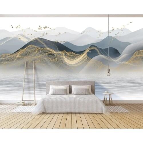 Beibehang Custom wallpaper new Chinese style modern light luxury abstract ink landscape landscape wall painting papier peint