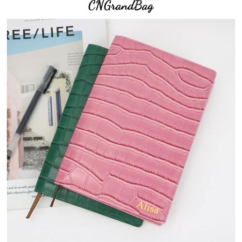 Custom Initial Letters PU leather A5 Notebook Cover Gift Men Women Travel Business Journal with exchangeable Insert Pages