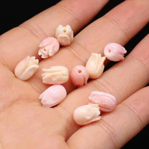 4Pcs Natural Mother Of Pearl Carved-flowered Shell Loose Beads For DIY Jewelry Making Bracelet Earring Rings Accessory
