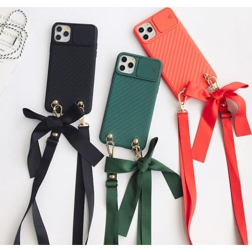 For iPhone 12 Mini 11 Pro Max Case Camera Lens Protect Strap Cord Chain Crossbody Lanyard Cover For iPhone 8 7 6 Plus Xr X Xs SE