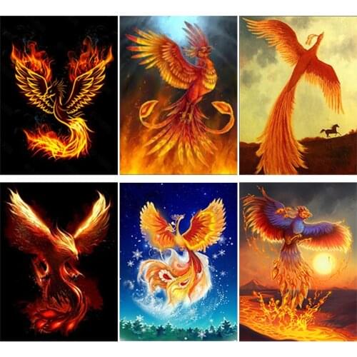 DIY 5D Diamond Painting Full Round Square Resin Mosaic Diamonte Embroidery Cross Stitch Kits Wall Art Phoenix Gluttonous
