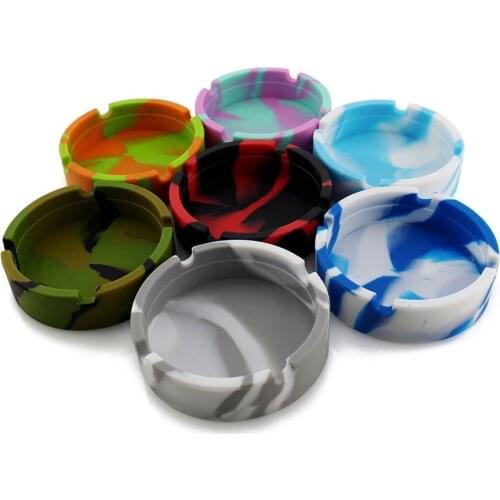 Eco-Friendly Silicone Soft Round Ashtray Ash Tray Holder PLuminous Portable Fluorescent Ashtray Anti-Scalding Cigarette Holder