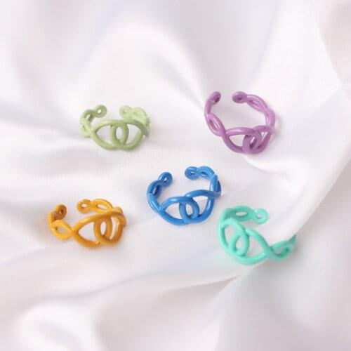 European American Simple Creative Infinity Knot Ring Fashion Alloy Spray Paint Irregular Geometric Open Tail Ring Travel Gift