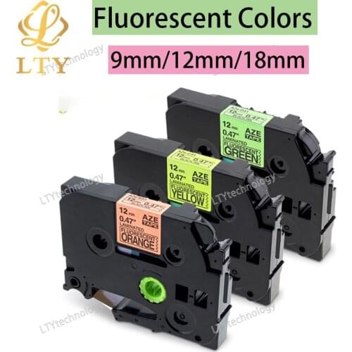Fluorescent colors Laminated label tape Compatible for Brohter P-Touch Label Maker 231 241 251 631 641