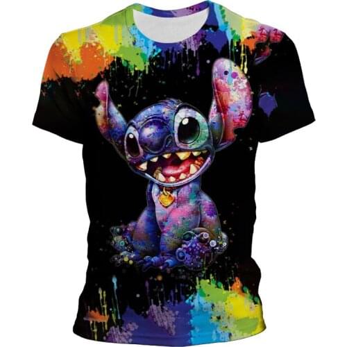Disney 2021 T-shirt Cartoon Lilo & Stitch Mens Women Short Summer Regular Children t Shirt O-Neck White Tops Tee Shirt Loose
