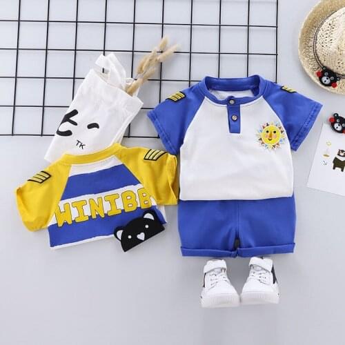 New Children Boys Girls Infant Cotton Clothes patackwork T-Shirt Shorts 2pcs/Sets Child Toddler Fashion Clothing Baby Tracksuits