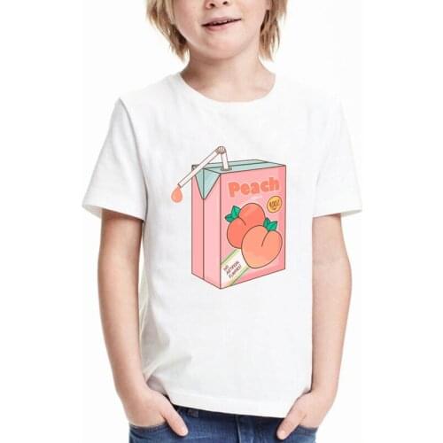 Peach Juice cartoon t shirt for girls tshirt Peach Milk girl t-shirt children’s clothing kids clothes boys cute graphic t shirts