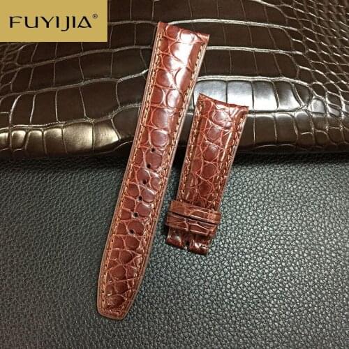 FUYIJIA Fashion Men Custom PORTUGIESER Watchbands 20MM 22MM Strap Genuine Alligator Watch Band Waterproof Crocodile Leather Belt
