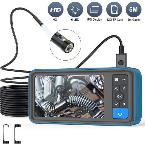 Inspection Camera 8mm Dual Lens Endoscope 1080p Waterproof Semi Rigid Tube 4.5 inch Screen Borescope Wifi Industrial Endoscope