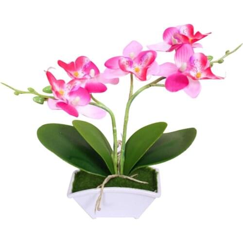 Artificial Butterfly Orchid Bonsai Fake Flower with Pot Home Table Decoration Artificial Flowers in Pot For Home Decor