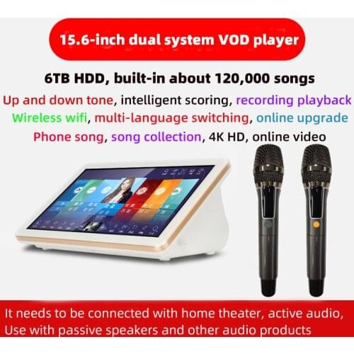 15.6-inch karaoke machine player , Audio mixer,microphone mixer, 6Tb HDD karaoke speaker, portable touch karaoke home system
