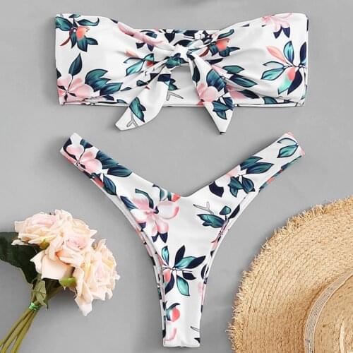 Push Up Swimsuit Women Daisy Floral Print Bikini Set Two Piece Swimsuit Swimwear Bathing Suit Beachwear Biquini бикини пуш ап