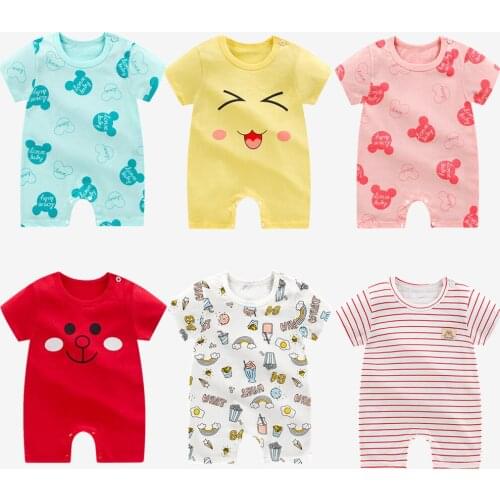 Summer Cute Pullover Jumpsuit Newborn Set Outfit Birthday Kawaii Baby Girls Letter Animal Striped Clothes Set Bodysuits