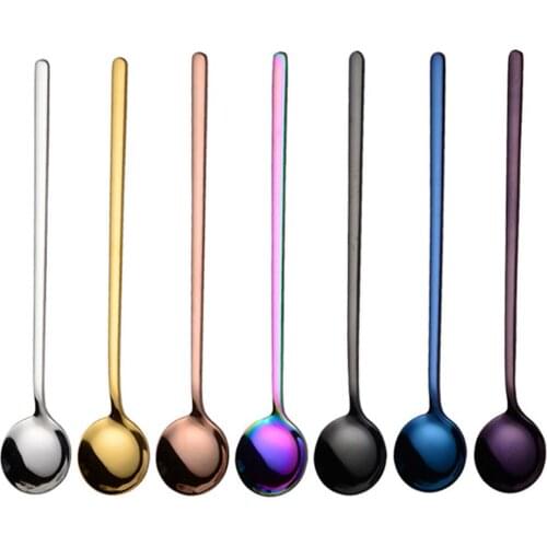 Long Handle Stainless Steel Spoon Maintaining Safety And Health Non-rusting Coffee Tea Scoop Ice Cream Dessert Teaspoon