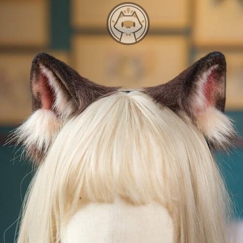 MMGG New Siamese Brown Cat Neko Ears Hairhoop Headwear Headband For Anime Lolita Cosplay Costume Accessories Headwear Headband