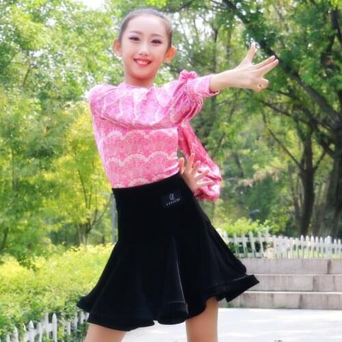 Fashion Lantern sleeves Lace sexy girls Latin dance one-piece dresses for girl kids children ballroom costume performance wear